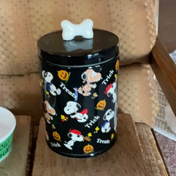 Snoopy & Woodstock Halloween Costumes Canister & MORE PLEASE! pet bowl NWT - Picture 6 of 9